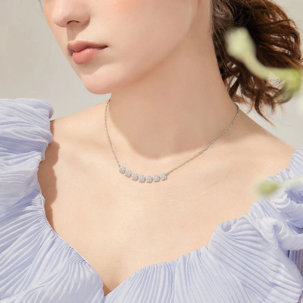 Moissanite Diamond Necklaces for Women, Dainty 14k Gold/925 Sterling Silver Choker Necklace Gold Plated Jewelry Trendy Gift
