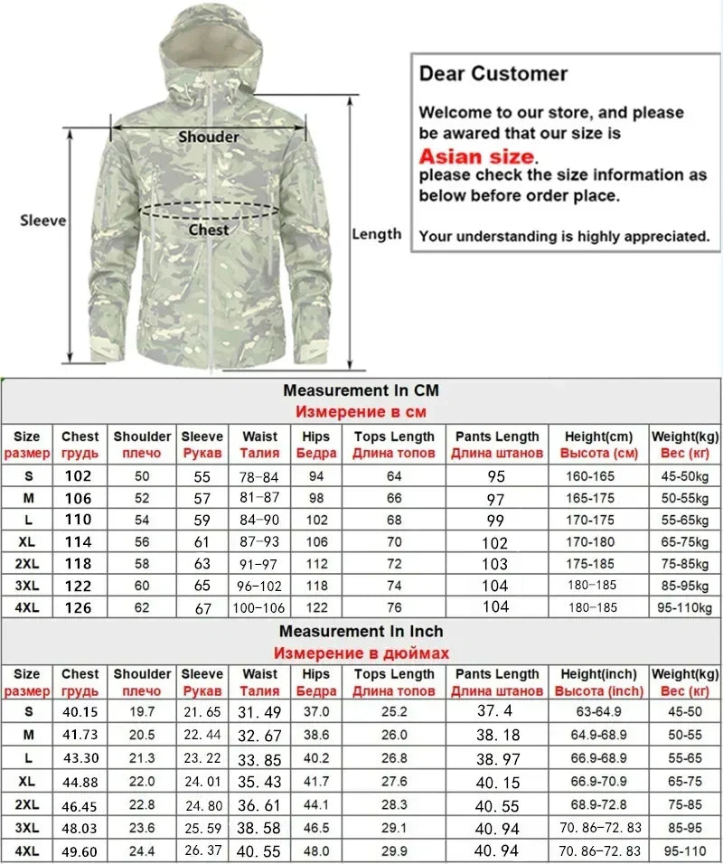 Winter Autumn Fleece Men Jacket Tactical Waterproof Suit Outdoor Fishing Hiking Camping Tracksuits Coat Thermal Suit