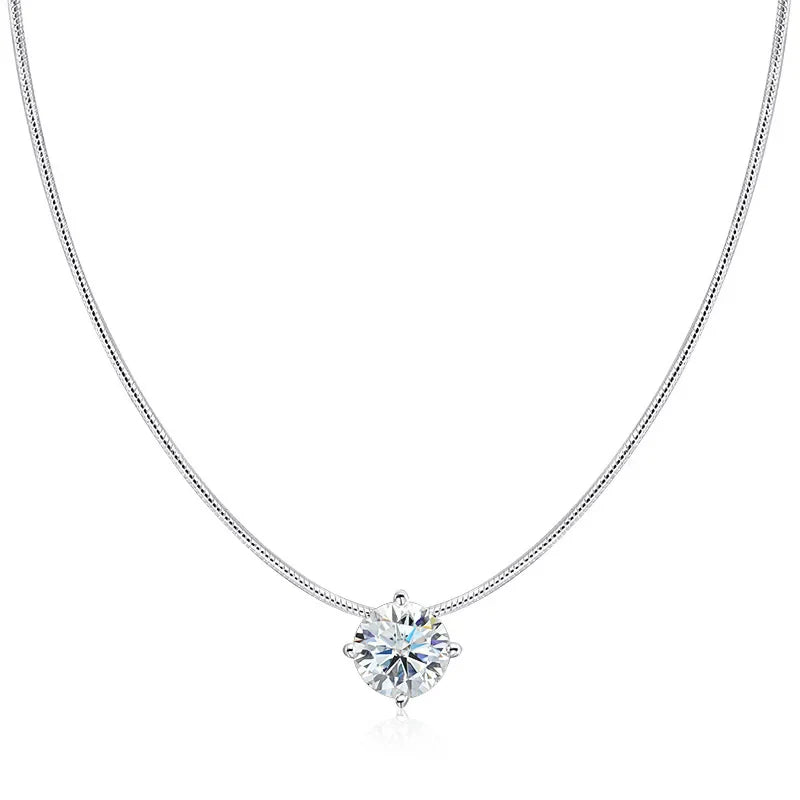 0.5-2CT D Color Certified Moissanite Necklace for Women Sparkling Lab Diamond 100% 925 Sterling Silver Pendants Wholesale