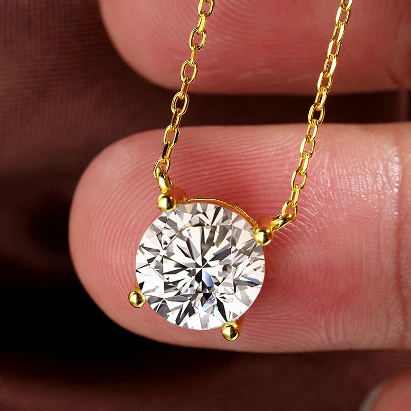1-6CT Brilliant cut Moissanite Necklace for Women Solitaire Pendant Luxury Female Neck Chain 925 Sterling Silver 100%