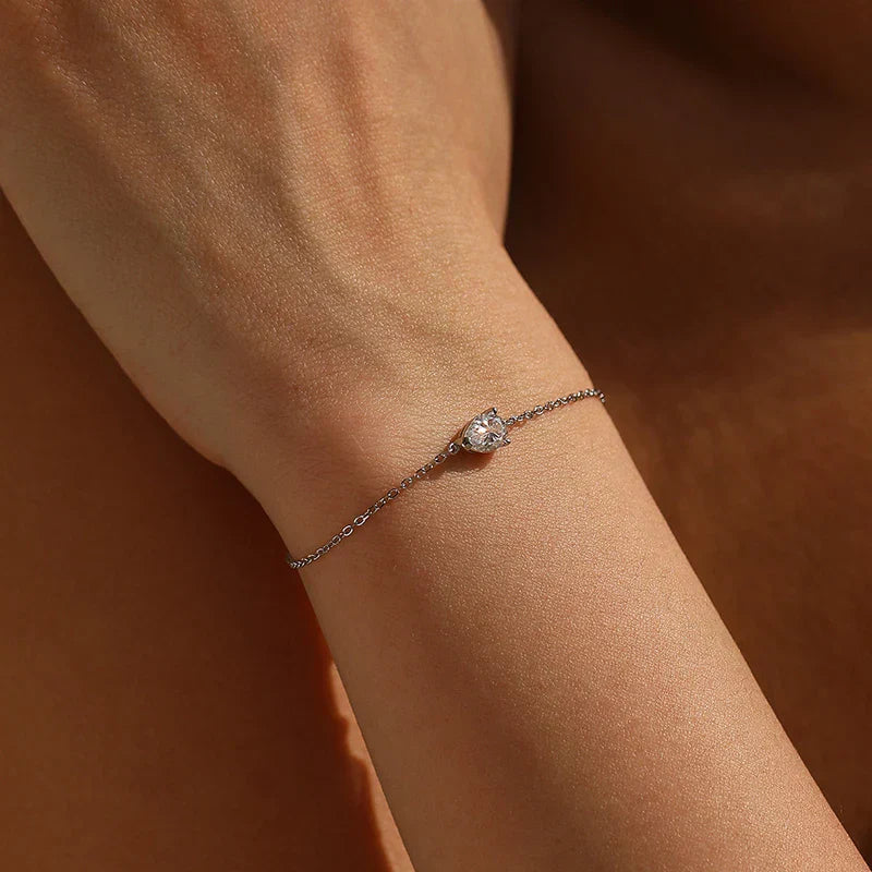 0.8CT D VVS1 Pear Cut Moissanite Bracelets for Women Simple Elegant Wedding Fine Jewerly Dainty Pure S925 Silver Chain