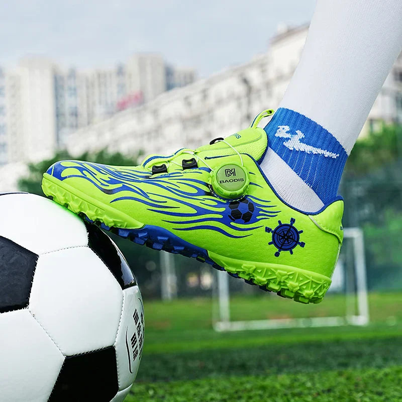 Kids Turf Soccer Cleats Children Football Shoes Breathable Lightweight Training Sneakers Non-Slip Athletic Sport Boots Boys Girl