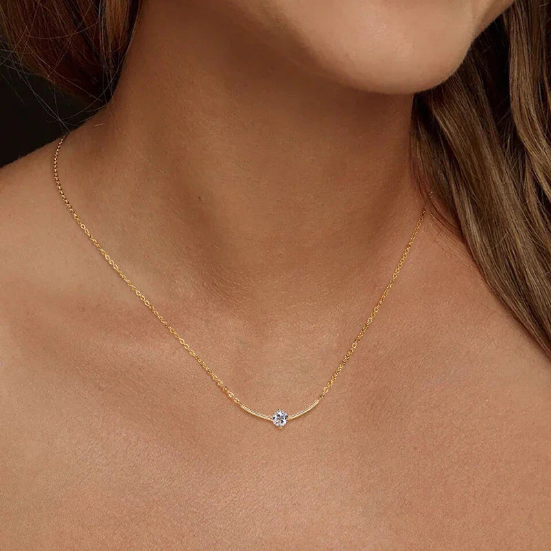Minimalist Choker Necklace For Women 925 Sterling Silver 5mm 0.5ct Moissanite Pendant Necklace Delicate Daily Jewelry Gift
