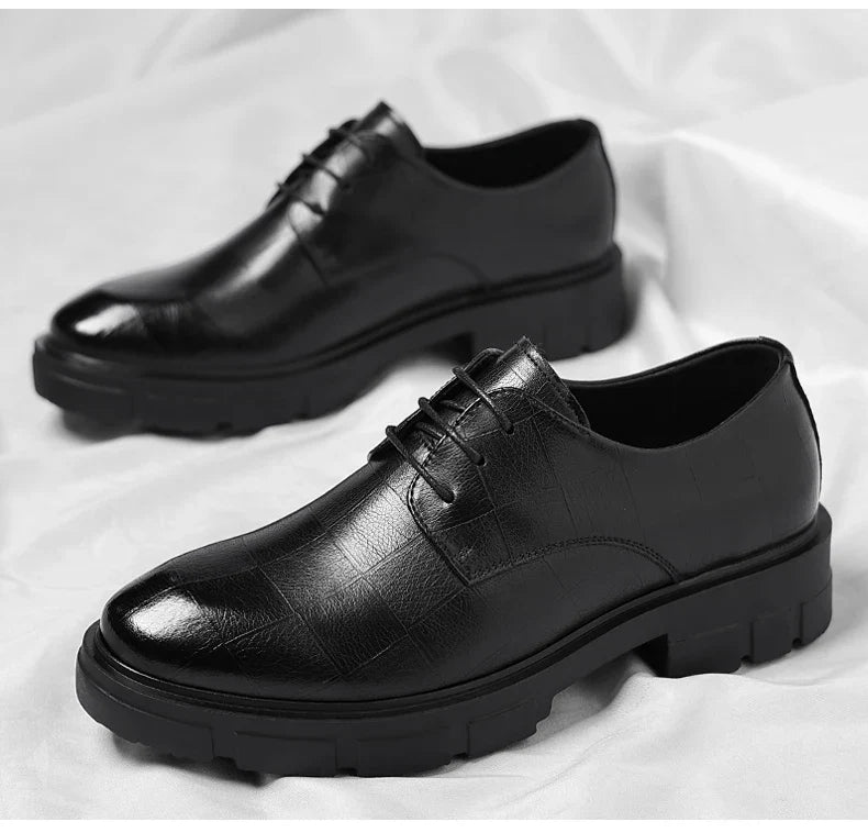 8-10cm Height Increasing Shoes for Men Platform Breathable Lift Casual Inside High Shoes Business Dress Elevator Leather Shoes