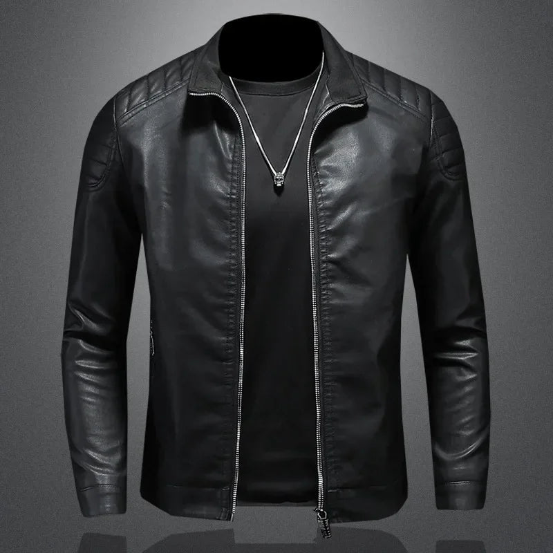 Men Leather Jacket Motorcycle Streetwear Baseball Outdoor Bomber Casual coat Men Autumn Motorcycle Windbreaker Male Outwear