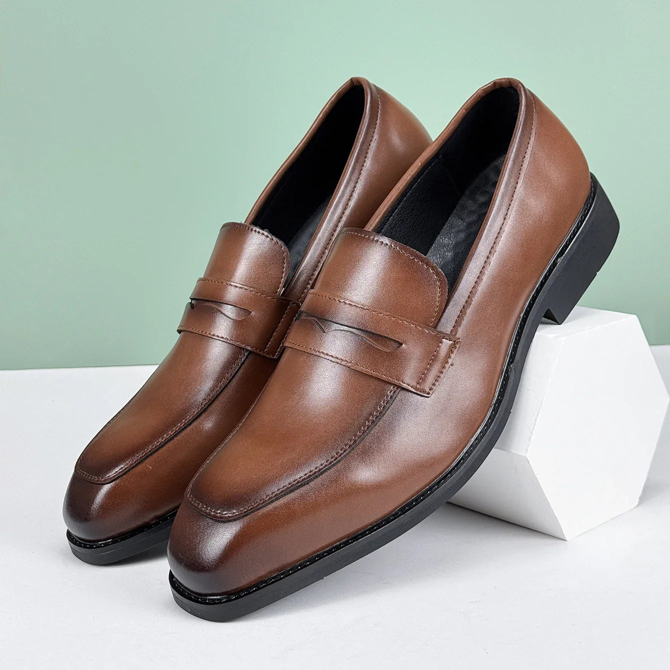 Men’s Casual Leather Shoes – Comfortable Daily Wear with Rubber Sole | Sizes 40–47