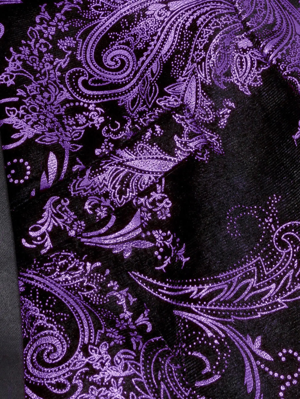 Men's Long-sleeved Suit Jacket, Purple Printed Black Collar Single-button Coat, Wedding/Party/Stage Performance Blazers