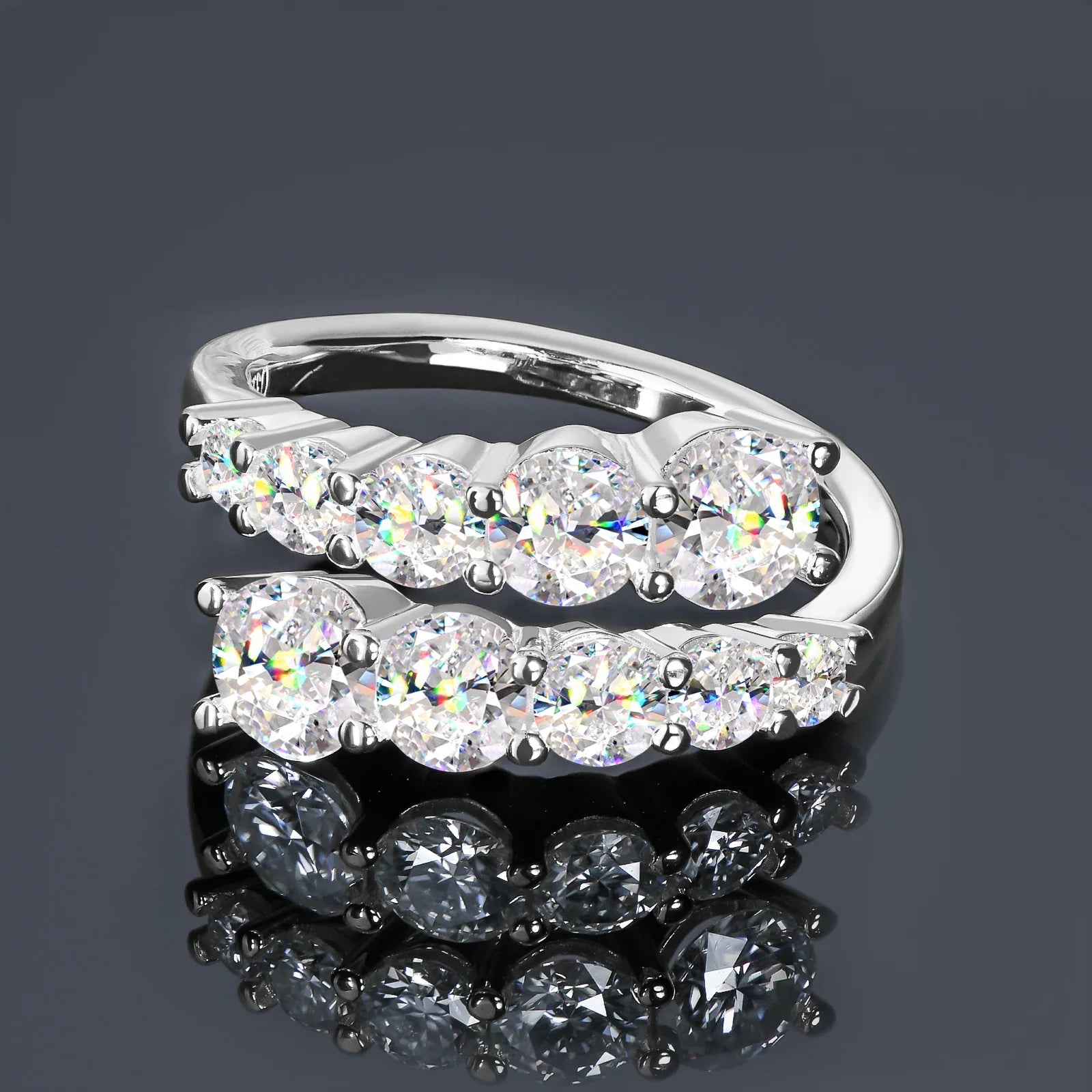 10 Stones All Moissanite Bridal Rings Open Ring 925 Silver with Certificate Woman Engagement Wedding Jewelry Anillos Original