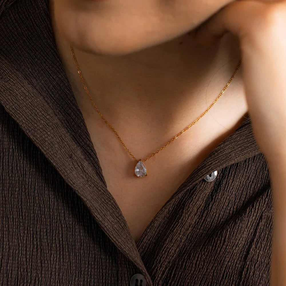 1-4carat Waterdrop Moissanite Pendant Necklace with Certificate S925 Silver Solitaire Pear Cut Lab Diamond Neckchain for Woman