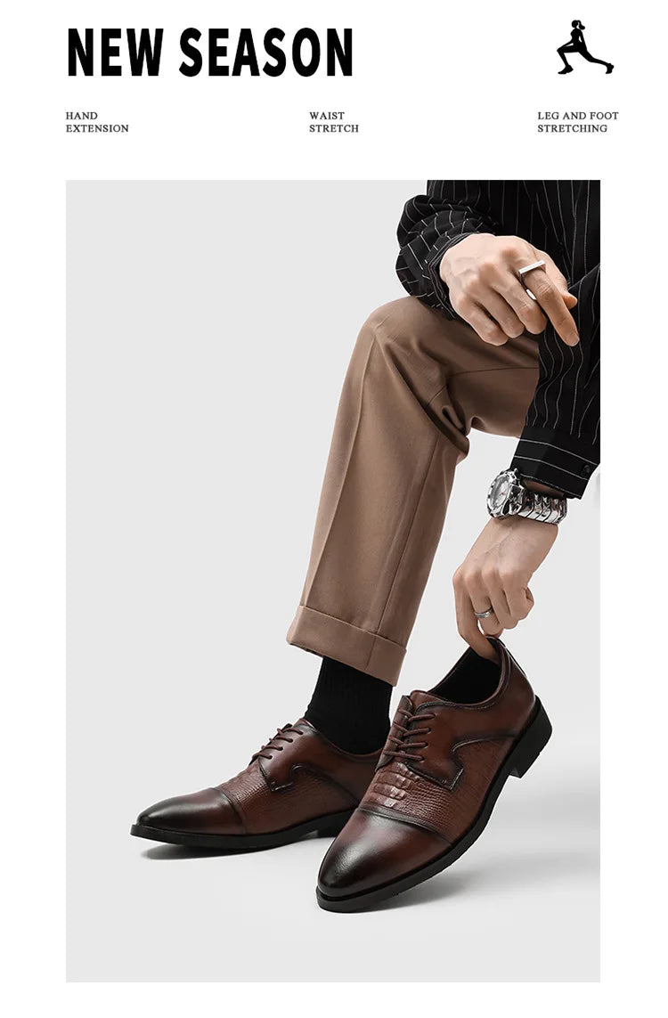 New Lace Designer Elegant Shoes Man Spring Autumn Business Casual Leather Shoe Male Fashion Solid Color Wedding Dress Shoes Man