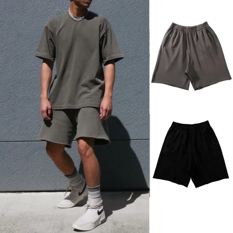 Summer Outdoor Surfing Training Cotton Sport Grey Shorts Men's Loose Soft High Street Motorcycle Casual Running Shorts