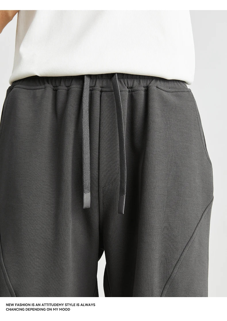 Men's Summer New American Casual Shorts Straight Loose Five-point Pants Solid Color Drawstring Pocket Micro-elastic Sports Pants