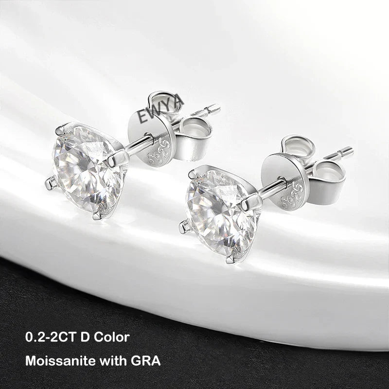 4 Prong 0.2-2ct D Color Moissanite Screw Earrings for Women Wedding Fine Jewelry S925 Silver Diamond Earring Ear Studs Gift