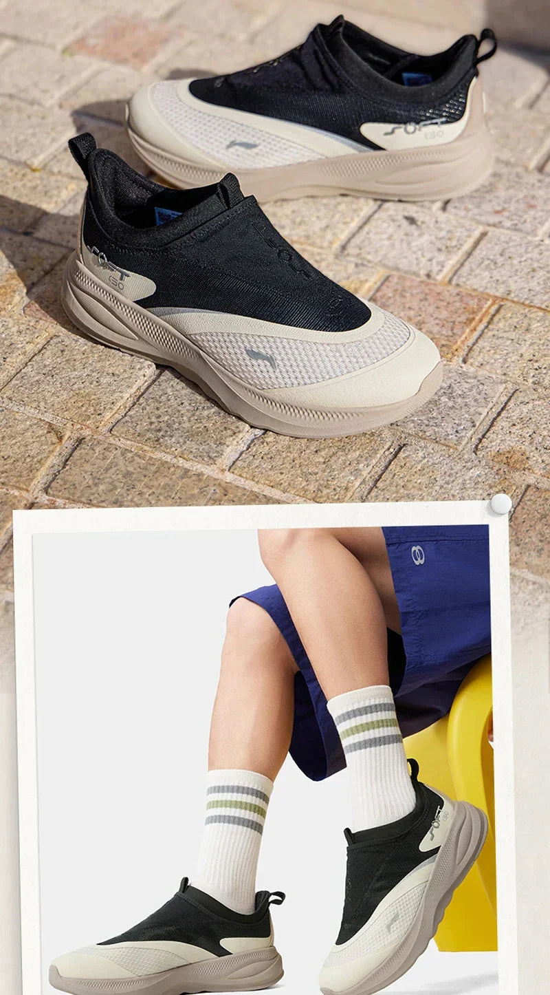 Men's SOFT GO 2 Walking Shoes COMFOAM Slip-on Soft Thick Heel LiNing Comfortable Wearable Sports Casual Shoes AGLV005