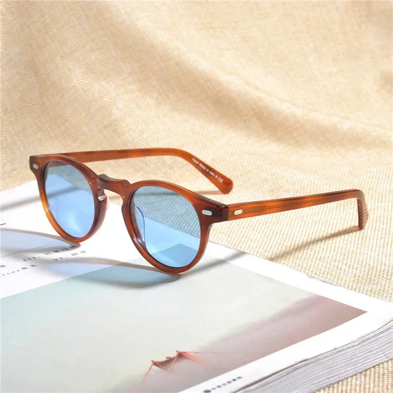 Gregory Peck Vintage Polarized Sun Glasses OV5186 Clear Frame Sunglasses Brand Designer Men Women OV 5186 Gafas Oculos with case