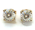 100% S925 silvery Portuguese cut D moissanite screw back 4 prong stud earring for women golden plated yellow golden plated  GRA