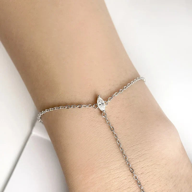 3*6mm Marquise Cut Moissanite Bracelets for Women Adjustable Chain 3 Gems 100% S925 Sterling Silver Plated 18K Jewelry