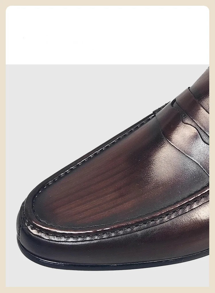Classic Men Penny Loafers Genuine Leather Slip On Casual Formal Dress Shoes Mens Wedding Party Office Moccasins Shoes