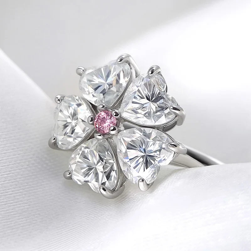 14K Plated 6 Gems Moissanite Rings for Women Luxury Wedding Lab Diamond Pure 925 Silver Band Fine Jewelry Female Ring GRA