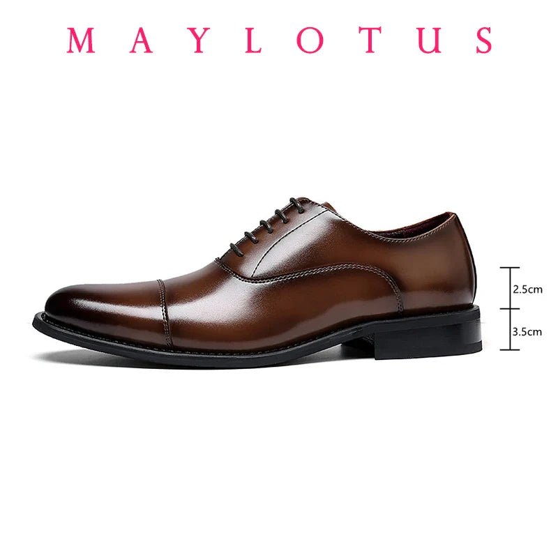 High Quality Height Increase Oxford Dress Shoes Men Genuine Cow Leather Suit Shoes Lift Brogues Wedding Formal Elevator Shoes