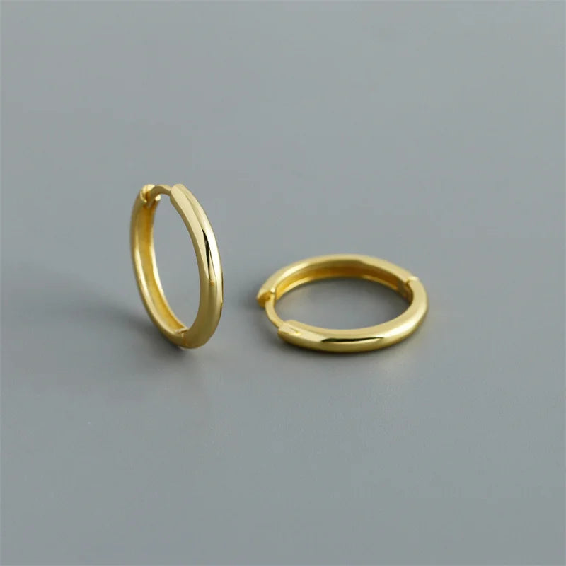 925 Sterling Silver Simple Matte Bohemian Round Ear Buckle for Women Punk Unisex Rock Hoop Earring Jewelry Accessories