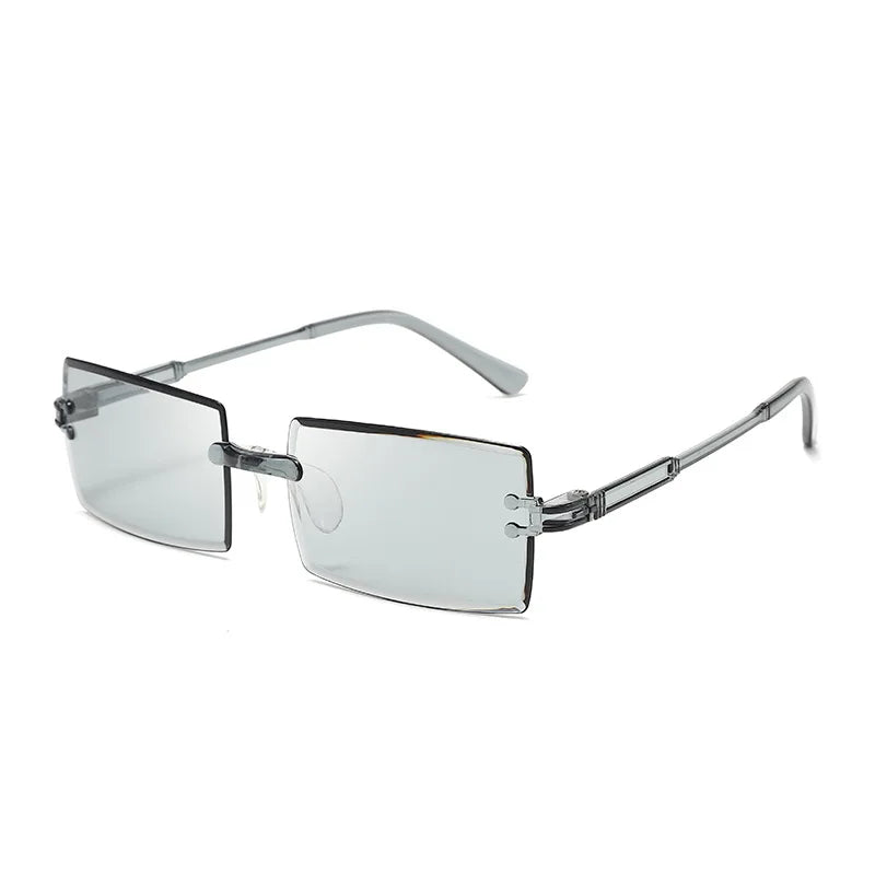 20 Pcs Per Set Rimless Rectangle Sunglasses Fashion Gradient Ocean Lenses Shades Ins Trendy Beach Vacation Sun Glasses