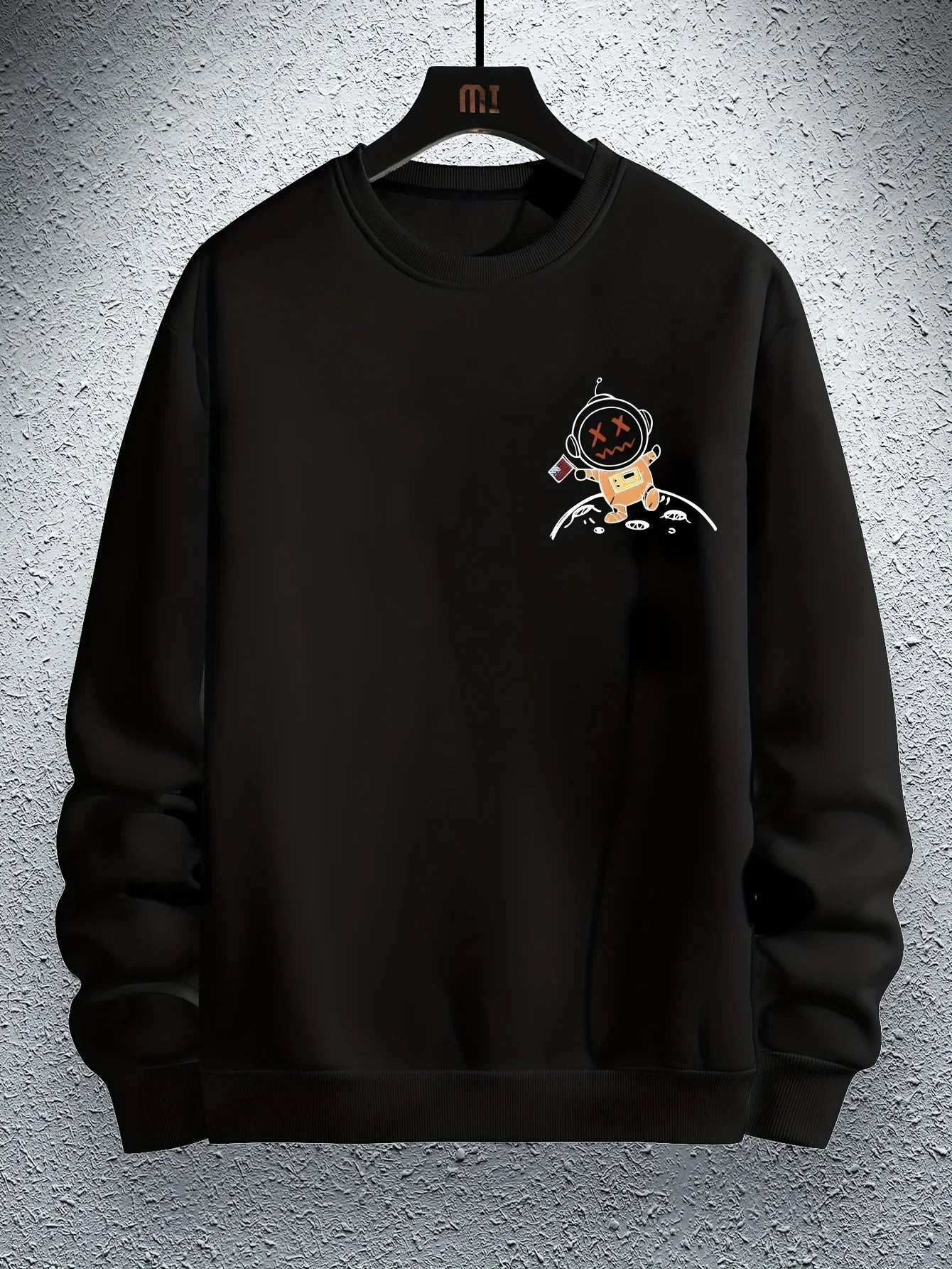 Casual loose astronaut cartoon print long sleeved round neck sweatshirt