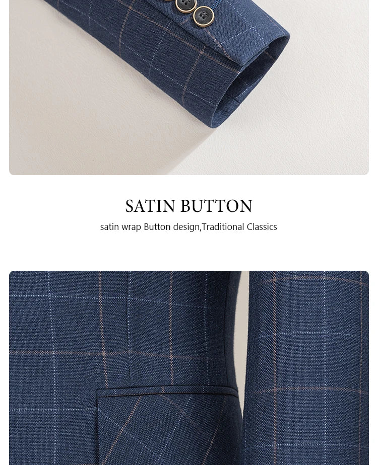Stylish Checkered Suit 3 Piece Set Men Business Casual Wedding Outfit Slim Fit man suits