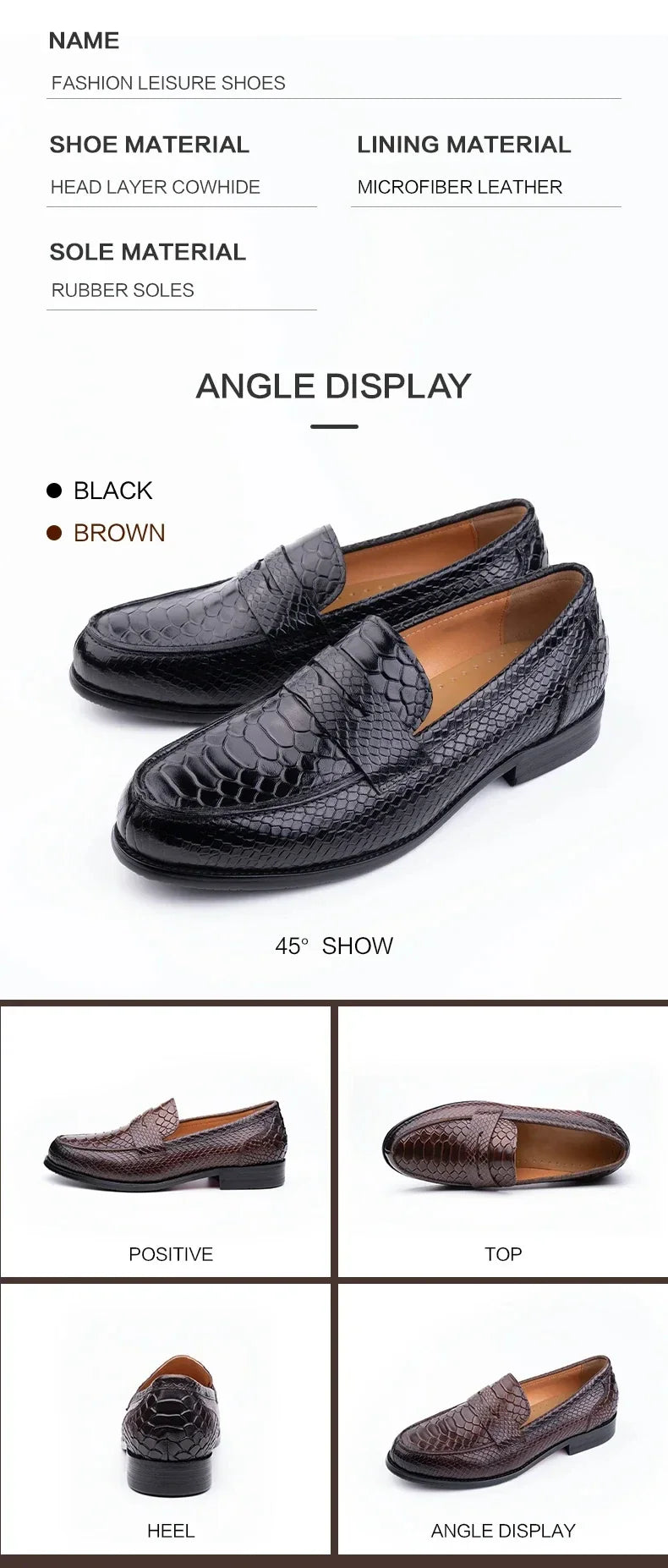 Premium Men's Snake Print Penny Loafers Handcrafted Genuine Leather Slip-On Driving Shoes Business Casual & Formal Footwear