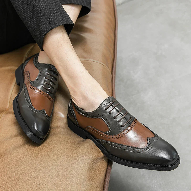 Italy High Quality Pointed Fashion Oxford Shoes Lace Up Men's Shoes Pointed Style Luxury Moccasin Casual Luxury Leather Shoes