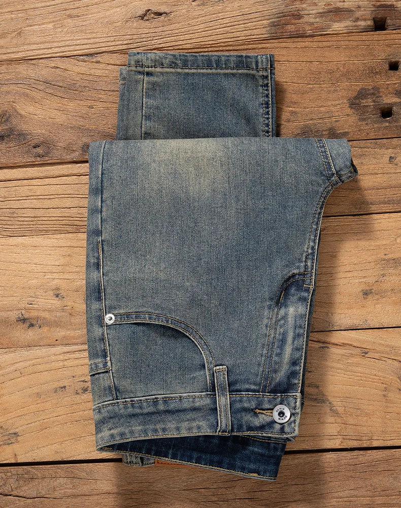 Men's Premium Lightweight Business Stretch Denim Pants - Versatile Slim Fit Straight Leg Long Trousers for All Seasons
