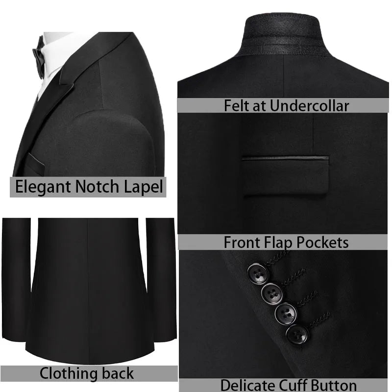 Elegant Men's Suit Slim Fit Wedding Suit Orange Groomsmen Suit for Men Events Dinners Groom Tuxedo Tailored (Jacket+Vest+Pants)