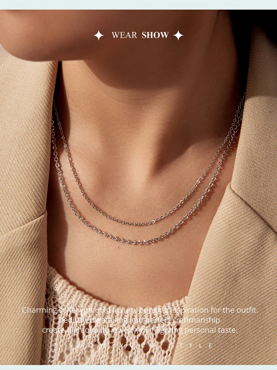 Silver Gold Plated Stackable Basic Cuban Chain Copper Flat Snake Link Chain with Clasp Adjustable for Men Women DIY Beads