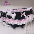 Mikumn Harajuku Y2k Women Sexy Lace Shorts Punk Girls Sweet Bow Angel Wing Bone Lace-up Low Waist Denim Shorts Jeans Streetwear