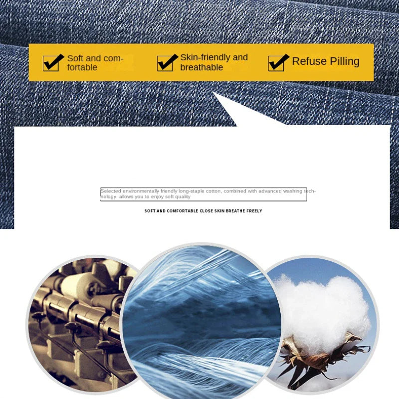 New Autumn and Winter  Plus Size 40 42 44 Men Straight Loose Jeans Business Fashion Denim Stretch Pants Male Brand Trousers