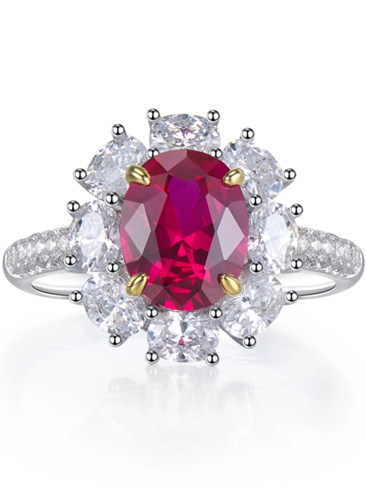 High Definition 3-carat Genuine Pigeon Blood Ruby Ring Women's Jewelry Set 925 Pure Silver Gold Plated Versatile for Daily Use