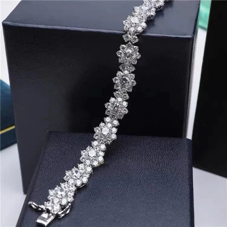 S925 Moissanite Bracelet, Fashion Party Engagement Wedding Anniversary Gift Wedding Anniversary Certificate, Mother's Day Gift