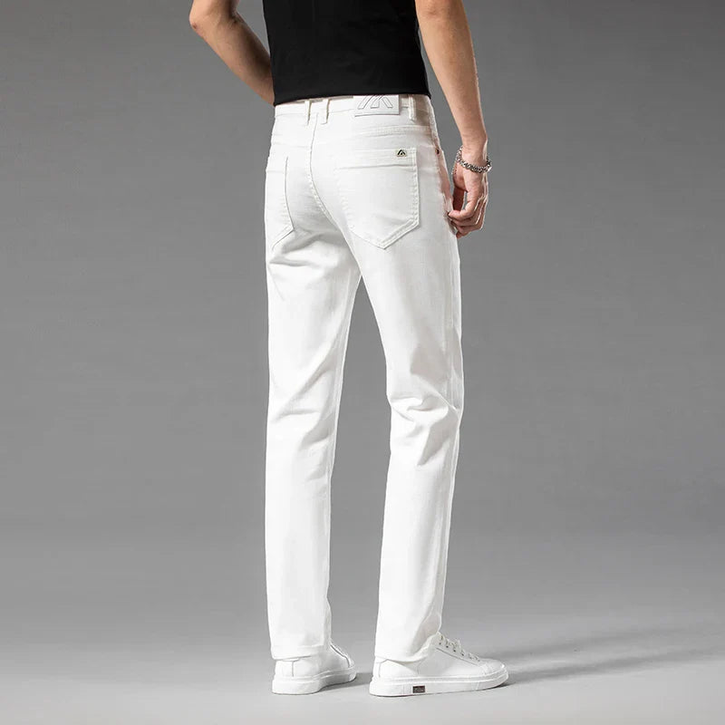 Men's Casual White Classic Trousers