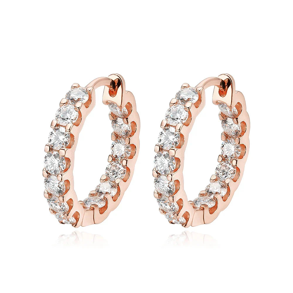 100% 925 Sterling Silver 3mm Real Moissanite Hoop Earrings For Men Women 2023 Trending Luxury Wedding Party Fine Jewelry