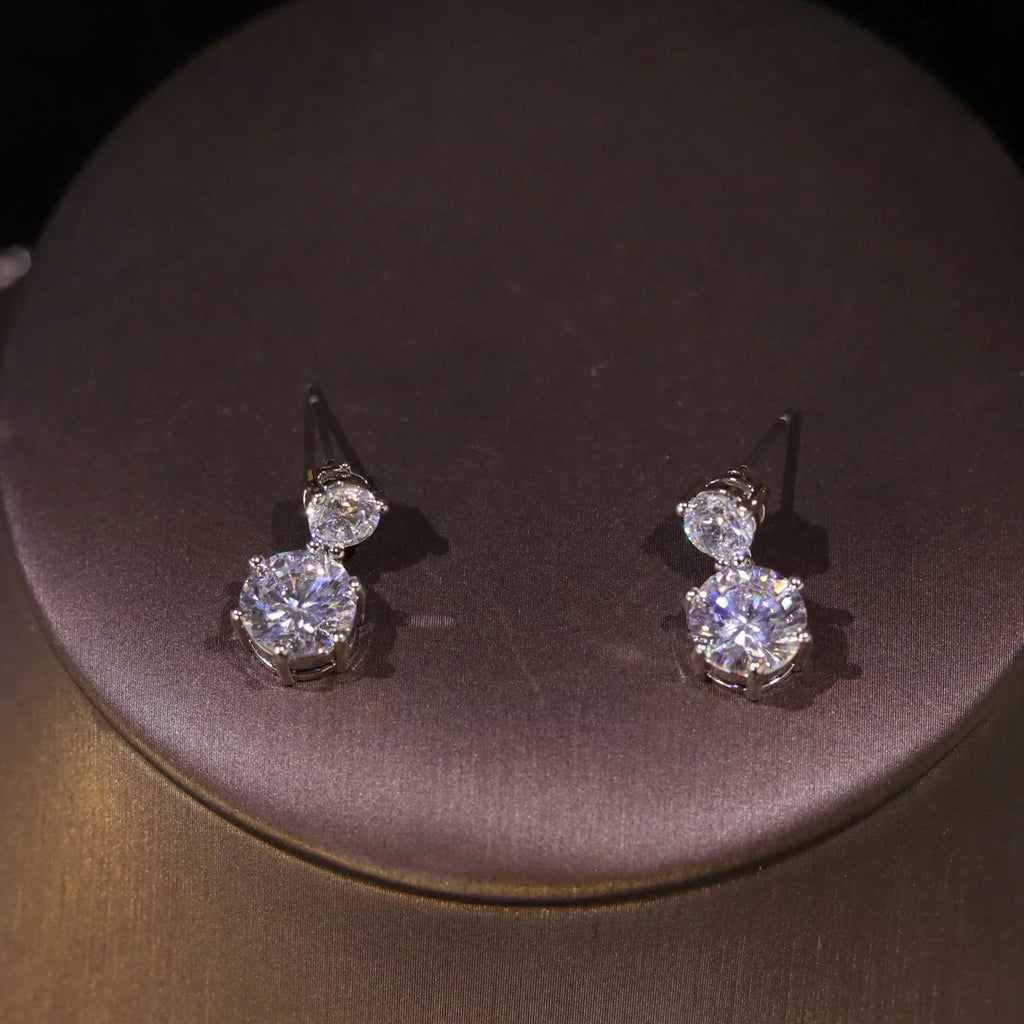 High Quality Cubic Zirconia Bridal Wedding Jewelry Water Drop Pedant Necklace 2PCS Set Lady Party Accessories X0654