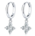 3mm Moissanite Hoop Earrings s925 Sterling Silver Clover Trendy Elegant Wedding Party Eardrop Jewelry Gifts for Women