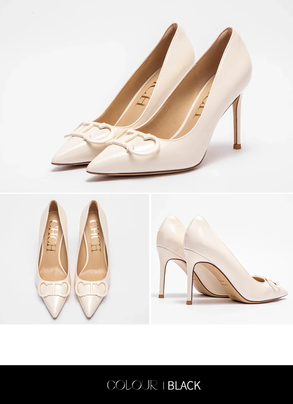Women's High Heels New Pointed Metal Buckle Party Carnival Women's Shoes 9cm
