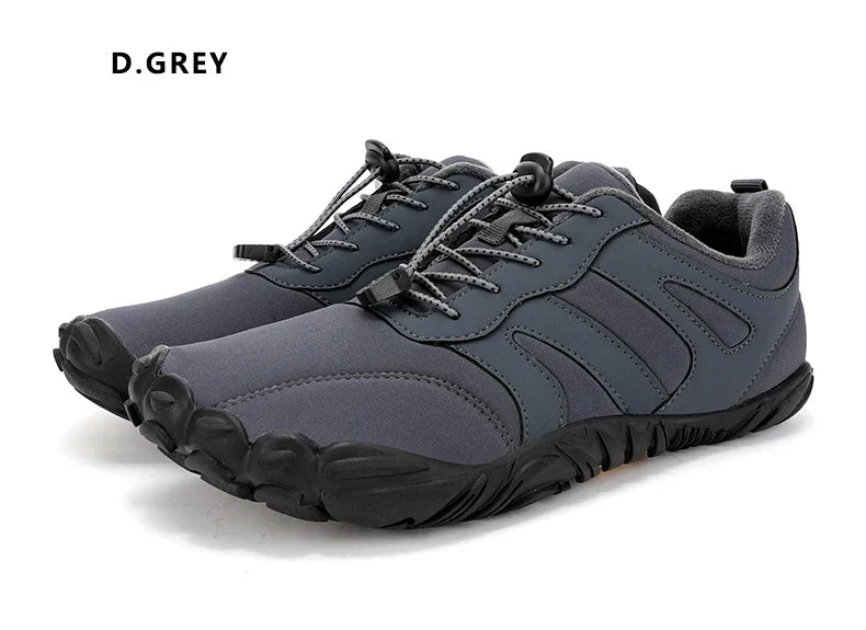 Men's Winter Warm Barefoot Shoes Waterproof Wide Toe Non-Slip Rubber Sole Plush Lined Hiking Shoes Outdoor Sneakers Running Shoe