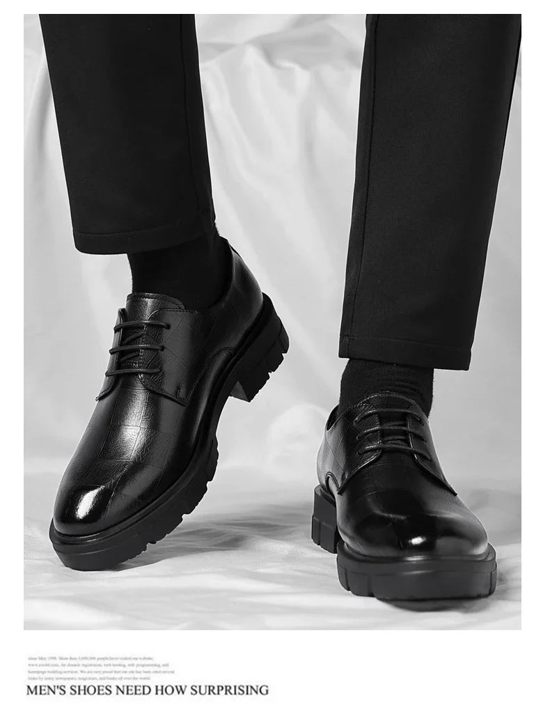 8-10cm Height Increasing Shoes for Men Platform Breathable Lift Casual Inside High Shoes Business Dress Elevator Leather Shoes