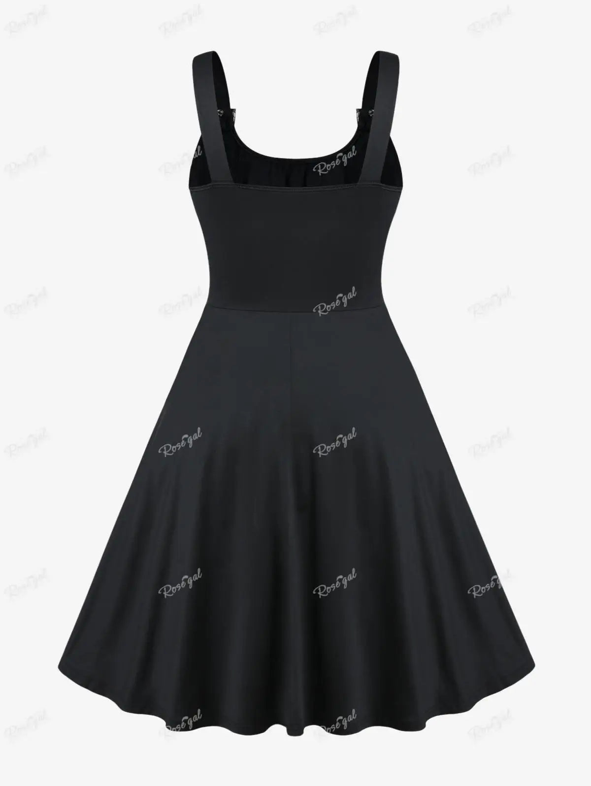 Plus Size Gothic Buckled Lace Up Midi Dress High Waist Sweetheart Neck Asymmetrical Half Zip Sleeveless Party Punk Dress
