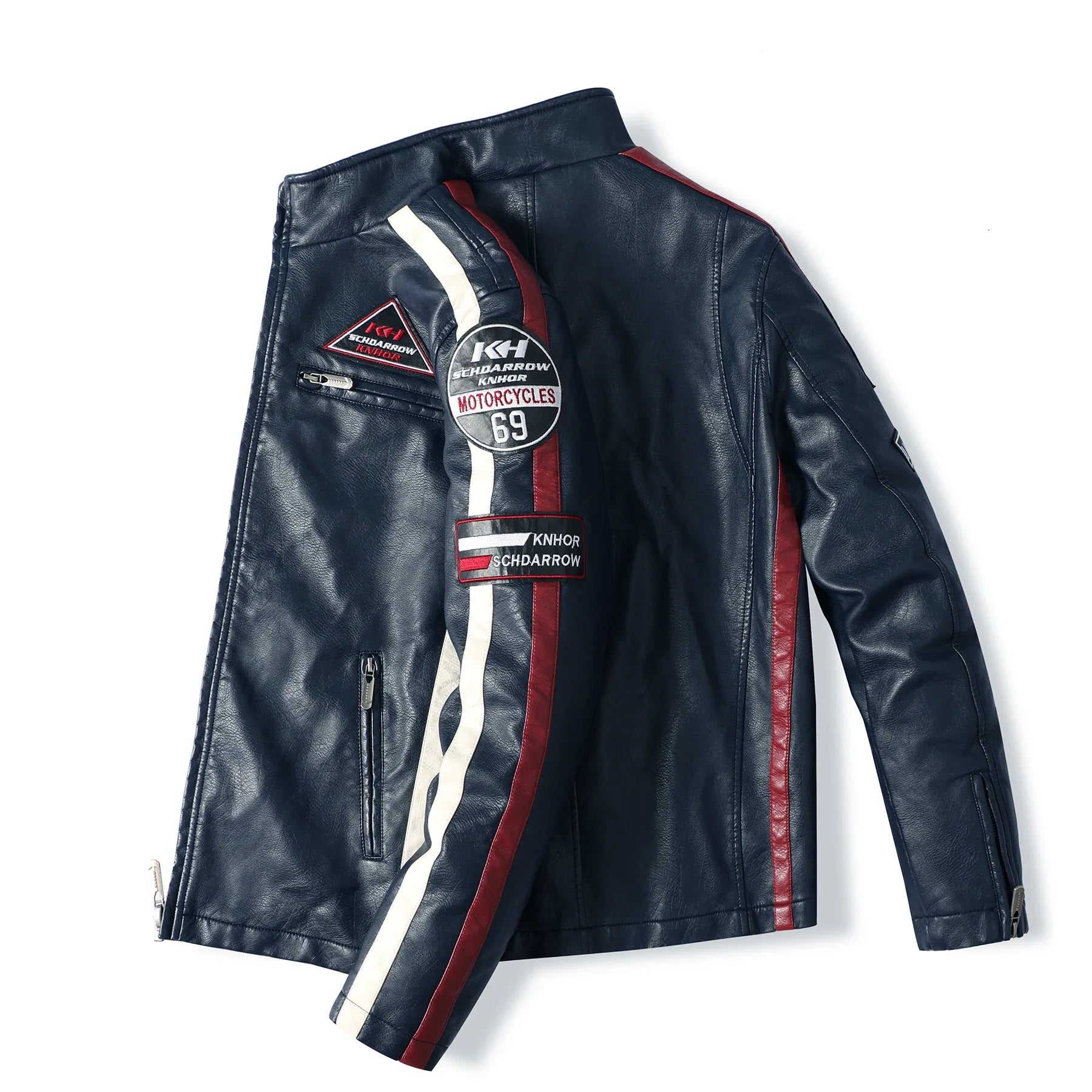 Men's Motorcycle Racing Suit PU Leather Label Color Jacket