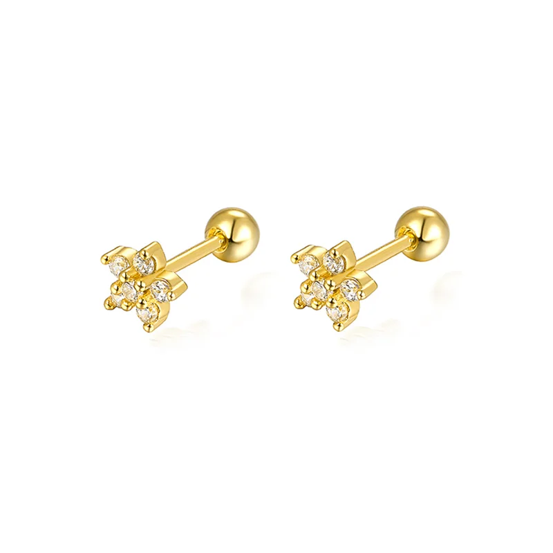925 Sterling Silver Fashion Love Butterfly Romantic Star Crown Screw Stud Earrings for Women Ear Bone Piercing Jewelry