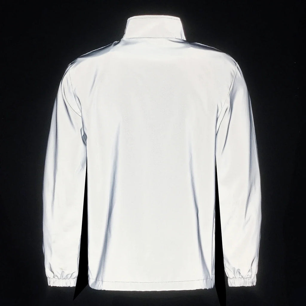 Spring New Men's Reflective Jacket Outdoor Night Running Cycling Windproof Safety Bright Fashion Stand Collar Casual Coats