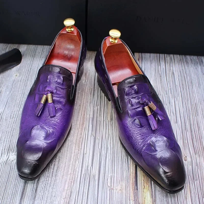 Trendy Barber Shop Pointed Toe Casual Leather Shoes Men's British Retro Lazy Business Bean Bean Shoes Men's Formal Shoes
