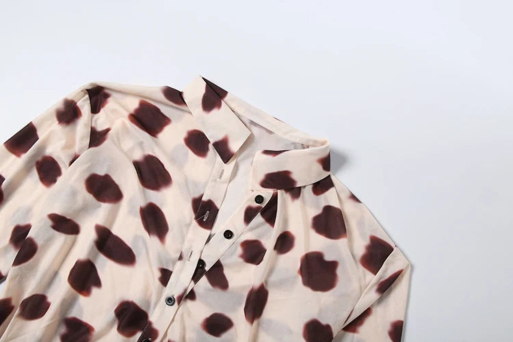 Music Festival Silk Scarf Strap Patchwork Dress Women Sexy Single-Breasted Full Sleeve Polka Dot Print Hottie Bodycon